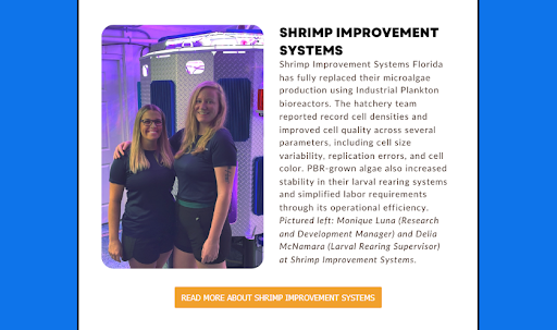 shrimp improvement systems hatchery algae